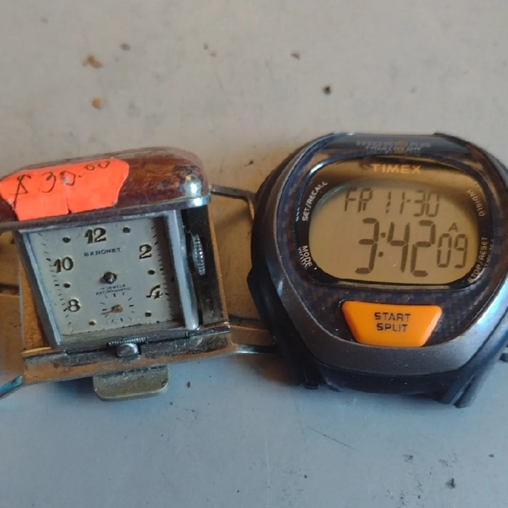 Timex  Ironman Black and Orange Digital Smartwatch+1950's Clock Watch ⌚